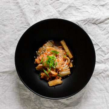 Kimchi with Daikon and Scallions 3 | roottoskykitchen.com