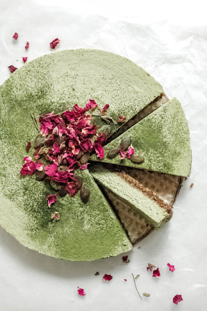 Nootropic No Bake Matcha Coconut Lime Cake with a Reishi Infused Crust 1 | roottoskykitchen.com