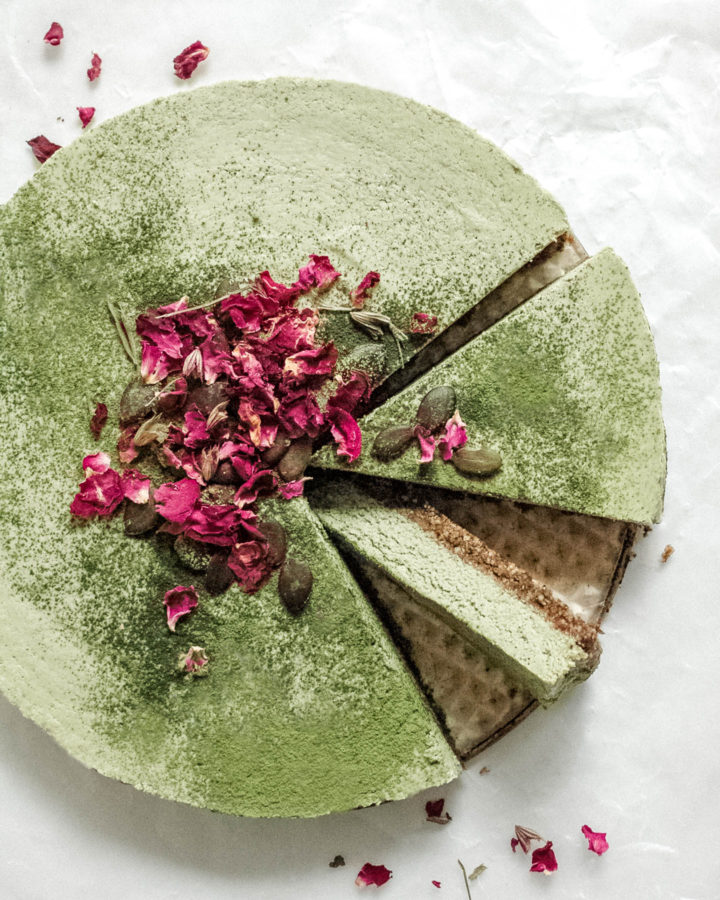 Nootropic No Bake Matcha Coconut Lime Cake with a Reishi Infused Crust 1 | roottoskykitchen.com