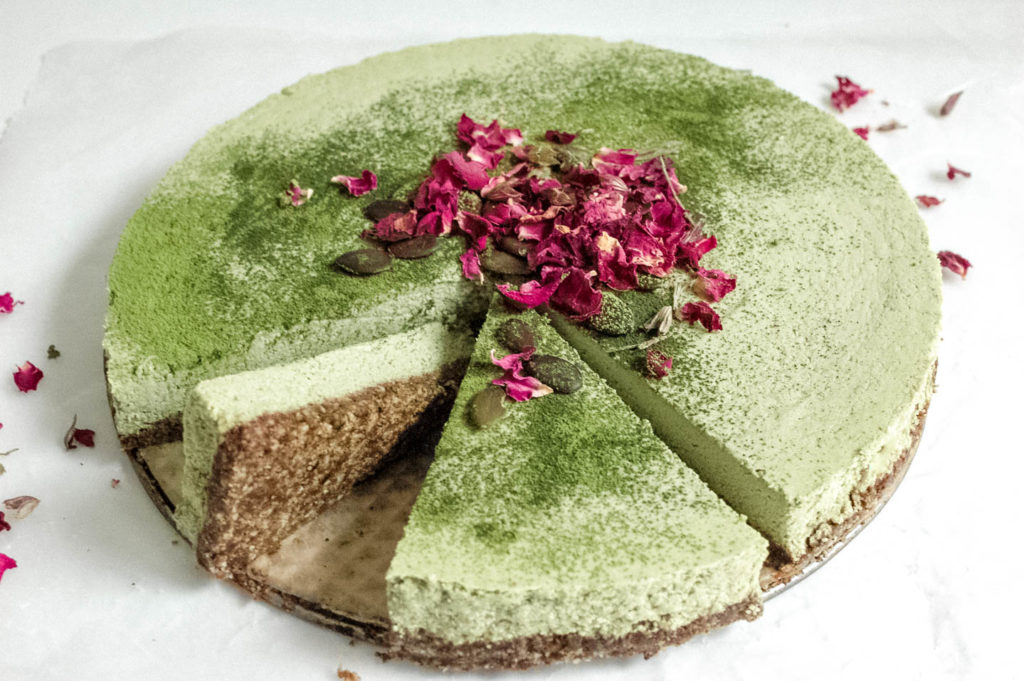 Nootropic No Bake Matcha Coconut Lime Cake with a Reishi Infused Crust 5 | roottoskykitchen.com