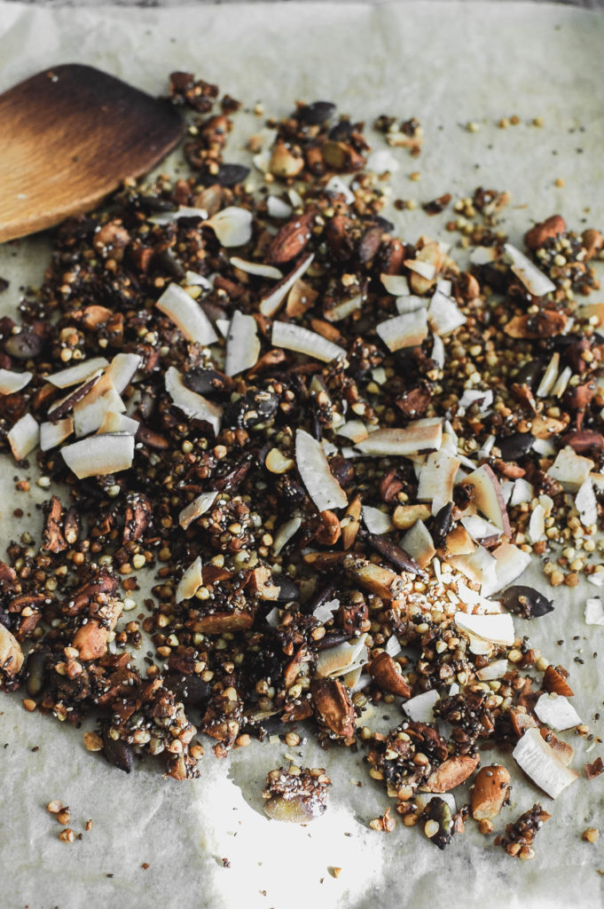 Activated Spiced Buckwheat Cereal with Coconut, Chia, Almonds and Maple in Grass Fed Goat Kefir 4 | roottoskykitchen.com