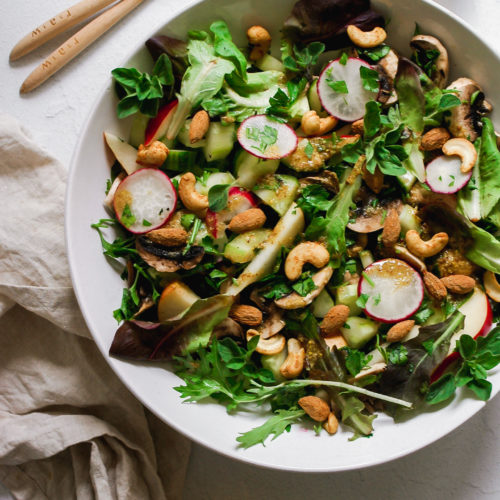 Spring Cleanse Salad with Spiced Activated Nuts and Mustard Flax Seed