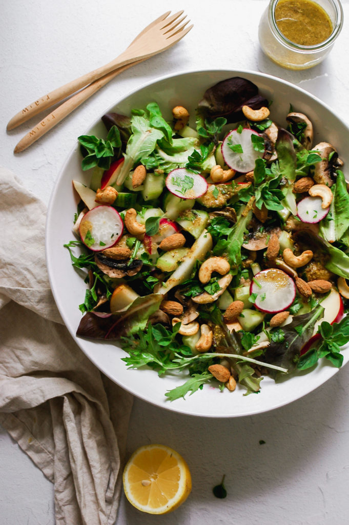 Spring Cleanse Salad with Spiced Activated Nuts and Mustard Flax Seed Dressing 1 | roottoskykitchen.com