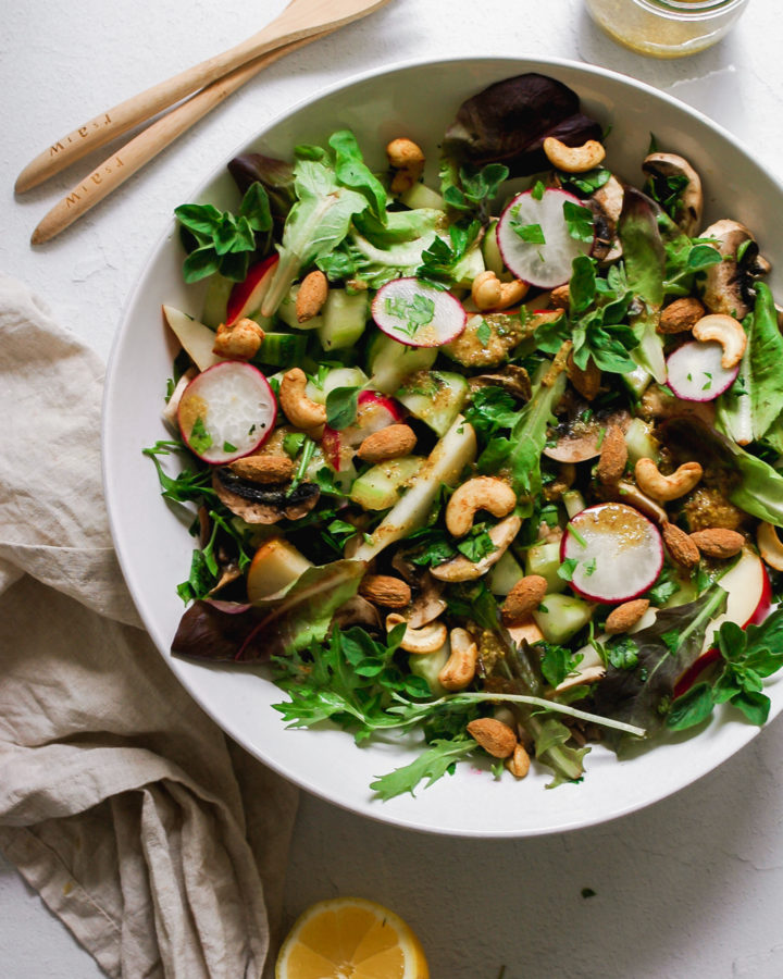 Spring Cleanse Salad with Spiced Activated Nuts and Mustard Flax Seed Dressing 1 | roottoskykitchen.com