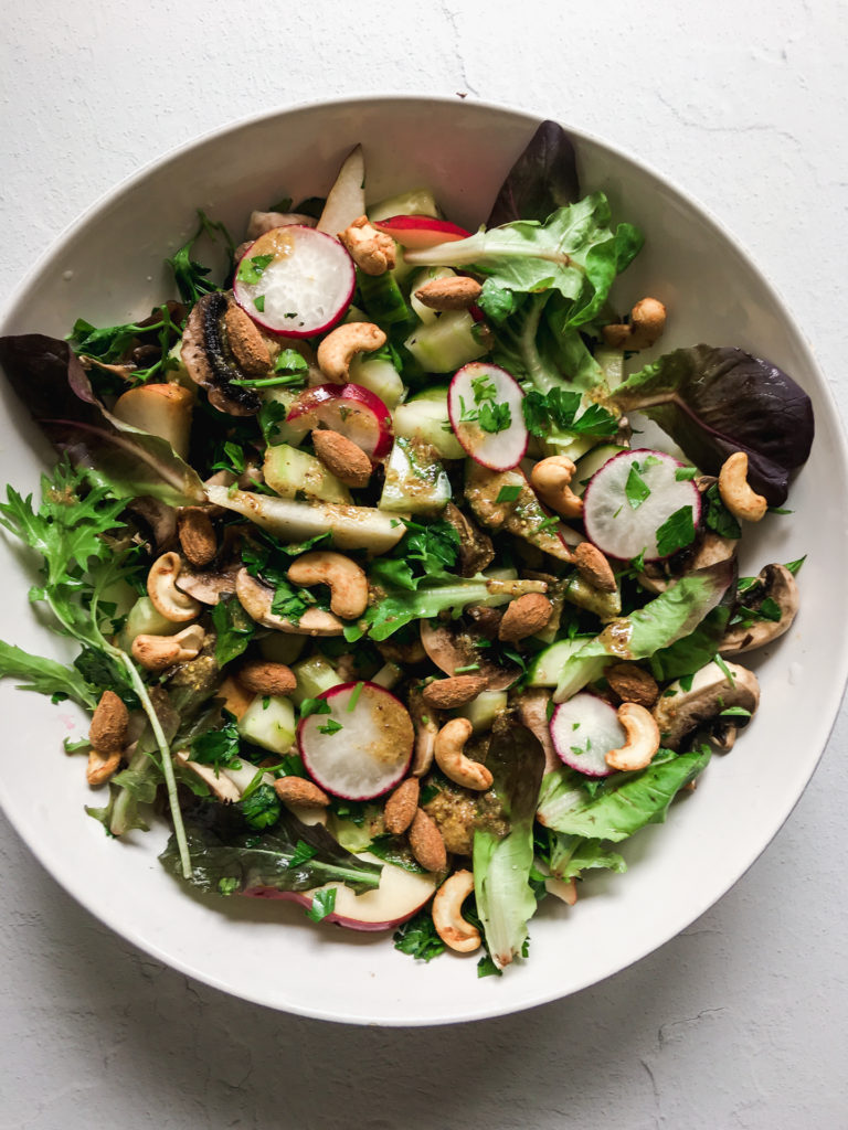 Spring Cleanse Salad with Spiced Activated Nuts and Mustard Flax Seed Dressing 3 | roottoskykitchen.com